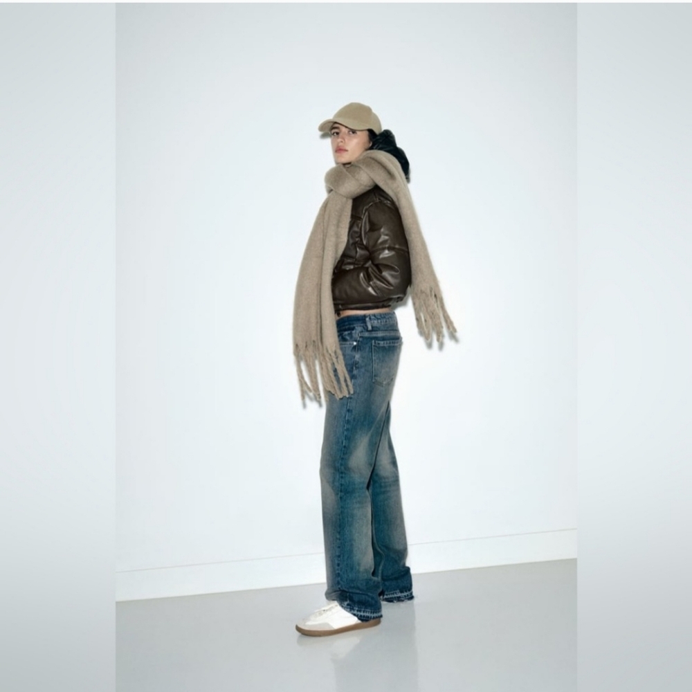 ZARA BROWN CROPPED FAUX LEATHER PUFFER JACKET ✨️SIZE XXL✨️ - Picture 6 of 9